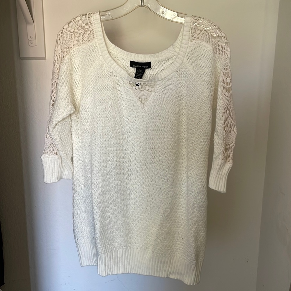 Lace half sleeve sweater